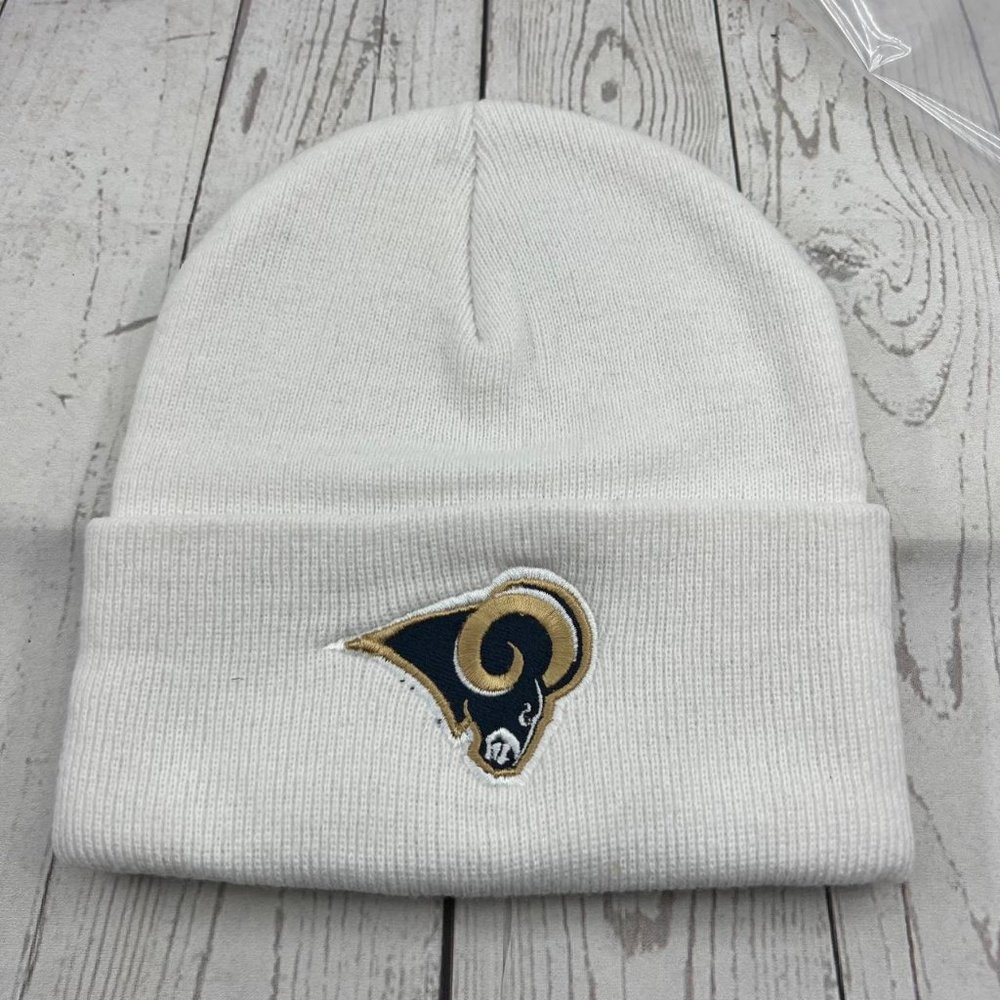 Vintage‎ Cuffed Los Angeles Rams NFL Anco Hat Beanie Cap White New Men